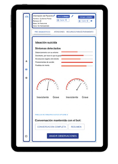 Vista de portal web en tablet